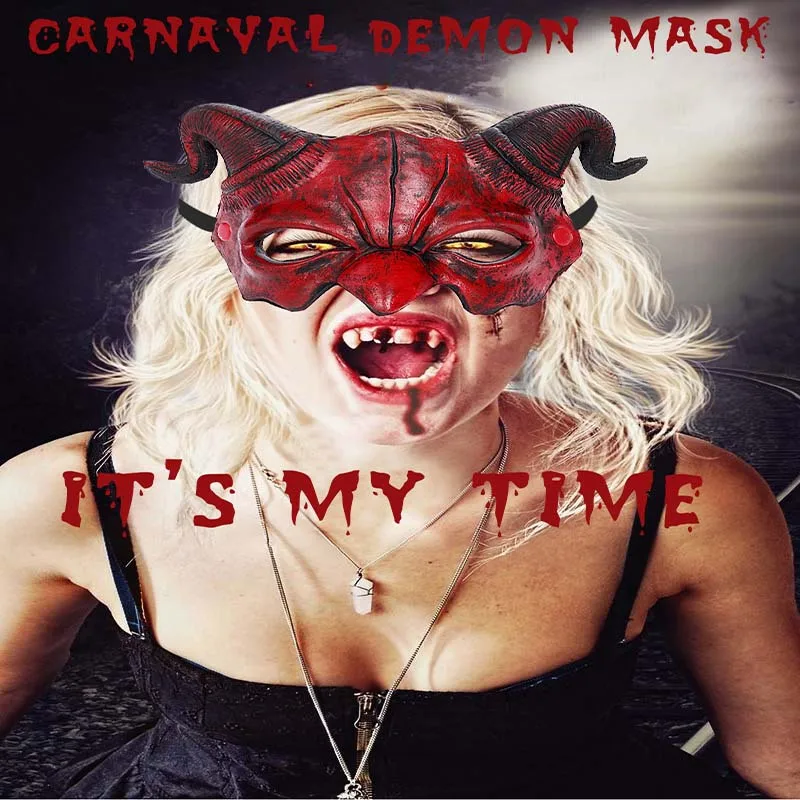 

PU Foamed Ram Horn Devil Mask Halloween Decoration Half Face Mask Carnival Party Makeup Costume Props Cosplay Party Supplies