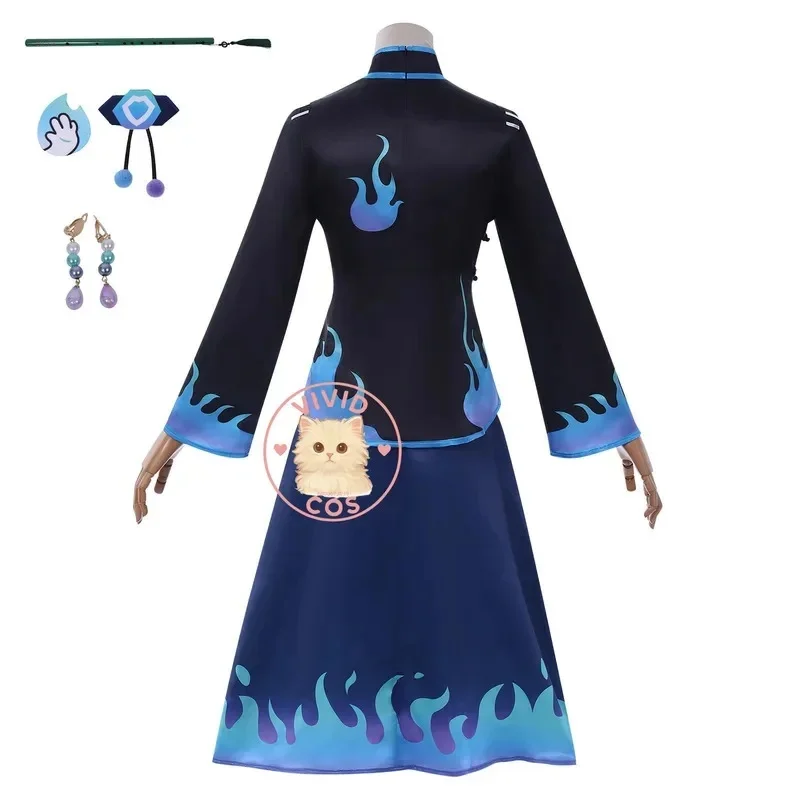 Фото A;3\v,7'd/ Identity v Old Reseller Blue Flower Fire Republic of China Student Style Guochao Cosplay Costume Role-p3;f'6,v;5'b\8/ №2