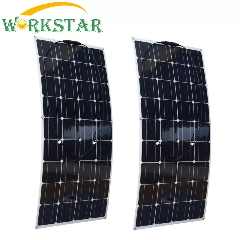

WORKSTAR 2*100W Flexible Solar Panels 100w Solar Charger RV/Boat 200w Solar Power System 12V Solar Charger solar cell