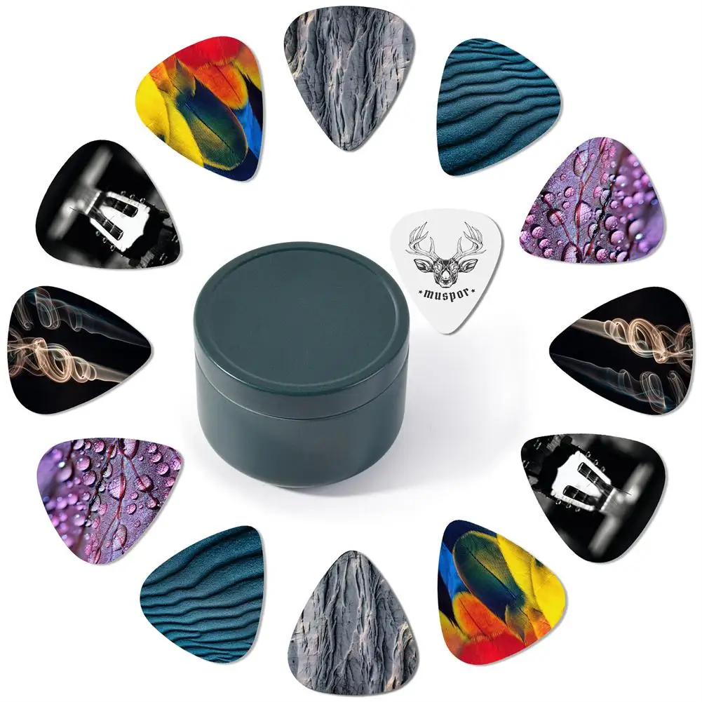 

Набор средних медиаторов для гитары с держателем из железа, подарочный набор для художественной печати для бас-электрических акустических ...