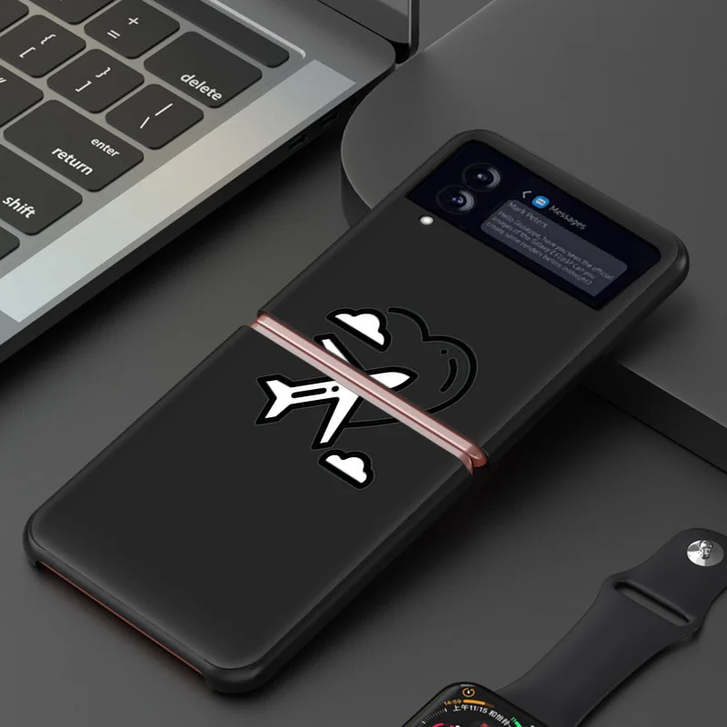 Черные чехлы для телефонов Samsung Z флип-чехол 6 5 4 3 искусственный самолет Карта мира