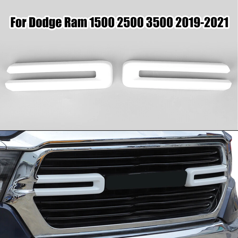 

Cover Trim Bezels Grill Inserts Accessories Car Decor Style Front Prevent From Scratch White 1500 2500 3500 2pcs