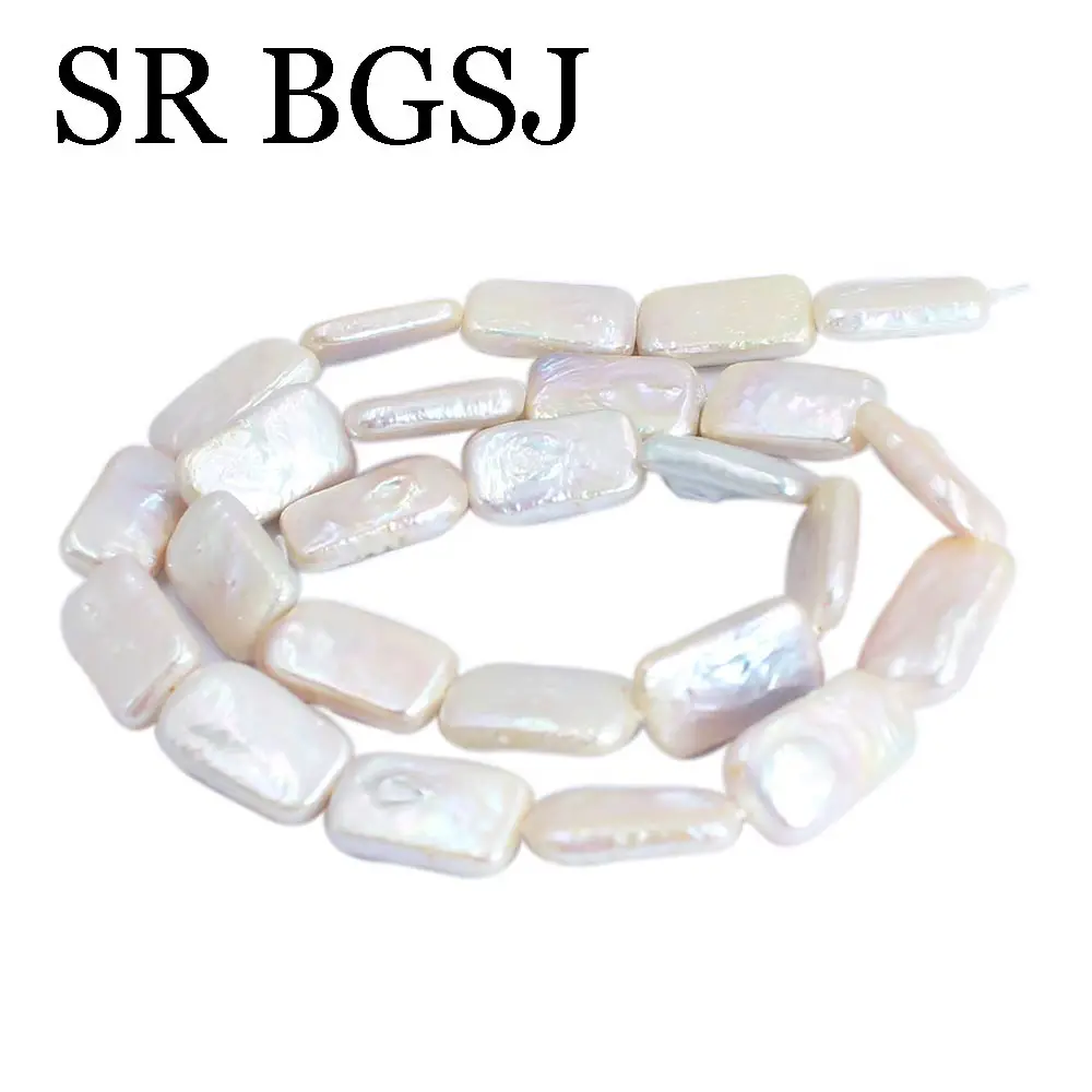 

8x16mm Biwa Rectangle White Reborn Natural Freshwater Pearl Jewelry Diy Loose Beads Strand 15"