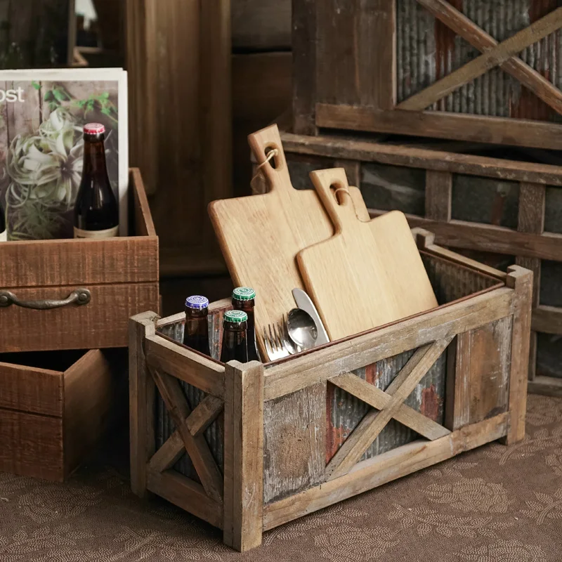 Рамка для овощей в стиле барокко железная коробка цветов из твердой древесины