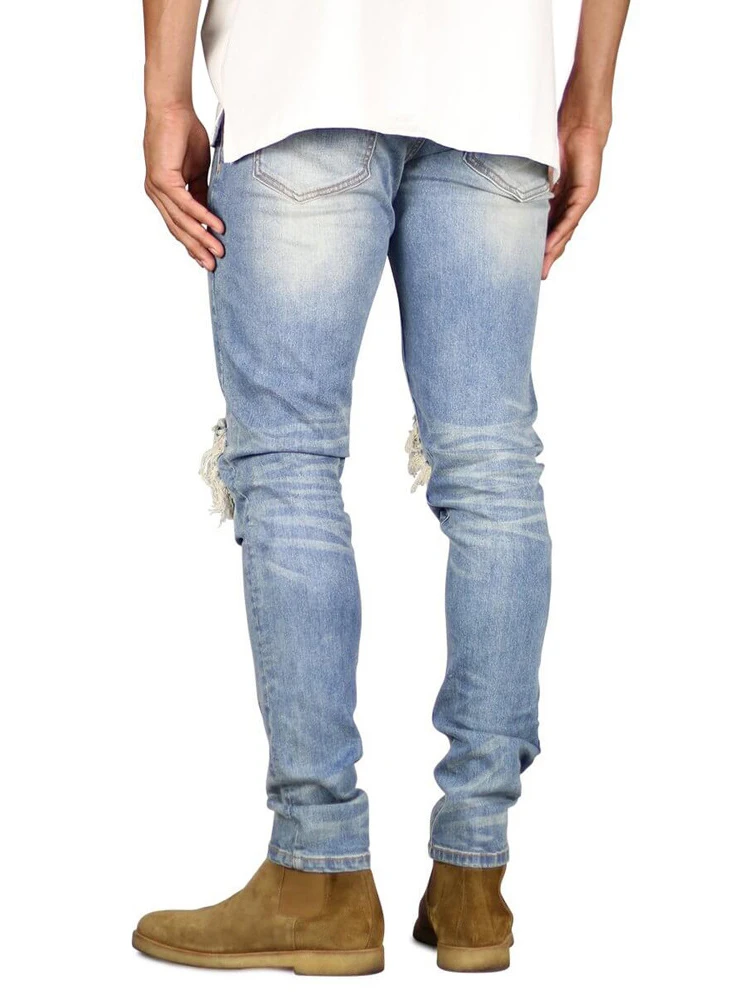 Men's Denim Trousers Fashion Personality Rivets Slim Fit Ripped Men's Jeans 2022 Hot Selling Men's Clothing Denim Trousers