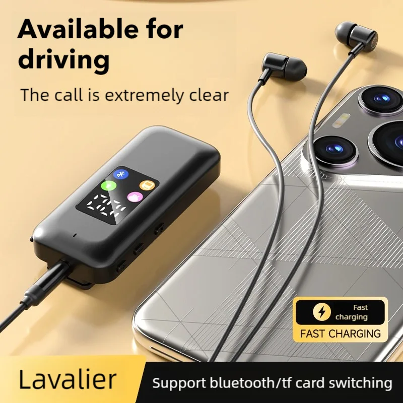 Фото Наушники Lavalier Bluetooth с выдвижным шнуром, шумоподавлением и микрофоном, беспроводные наушники для бизнеса, вождения, спорта №4