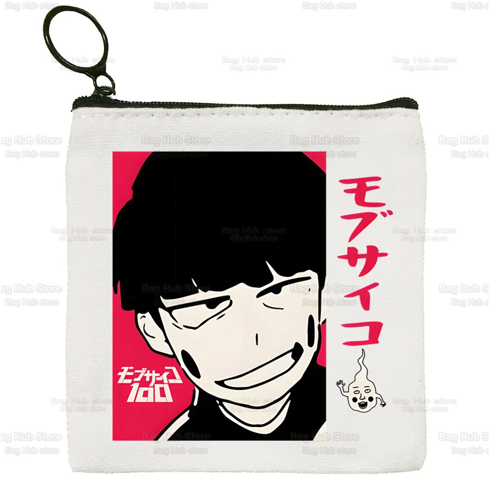 Mob Psycho 100 Canvas Coin Purse One Anime Manga Canvas Bag Small Square Bag Shigeo Kageyama Key Bag Card Bag Cartoon Coin Bag