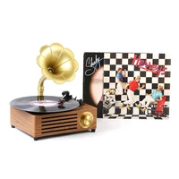 gramophone table gift item vintage audio gramophone retro vinyl record brown wood gramophone record player