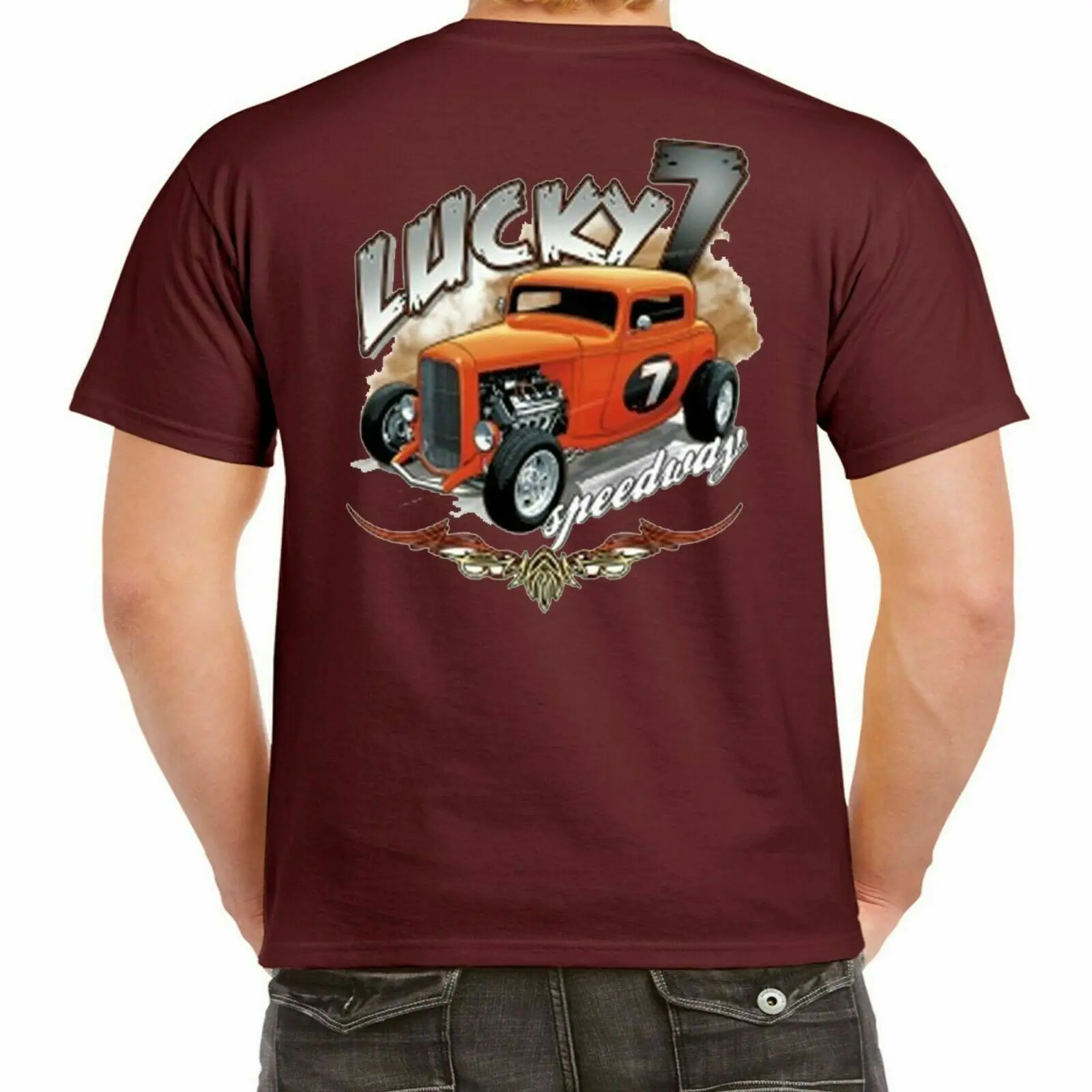 Мужская футболка Hotrod 58 Hot Rat Rod Lucky 7 американский Винтажный Классический
