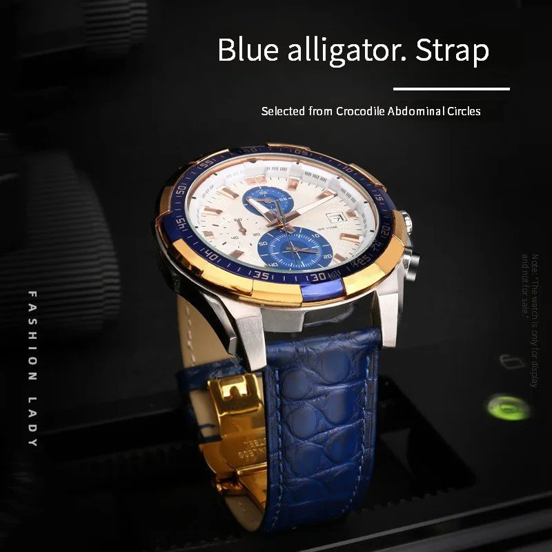 Фото 12 мм-24 мм унисекс ремешок из крокодиловой воловьей кожи для Tissot Longines Omega Cartier, черный, коричневый, синий браслет, адаптируется к любым часам №3