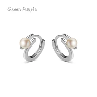 authentic s925 sterling silver natural pearl ear buckle for female fine jewelry dainty design hoop earrings wedding gift ce1650