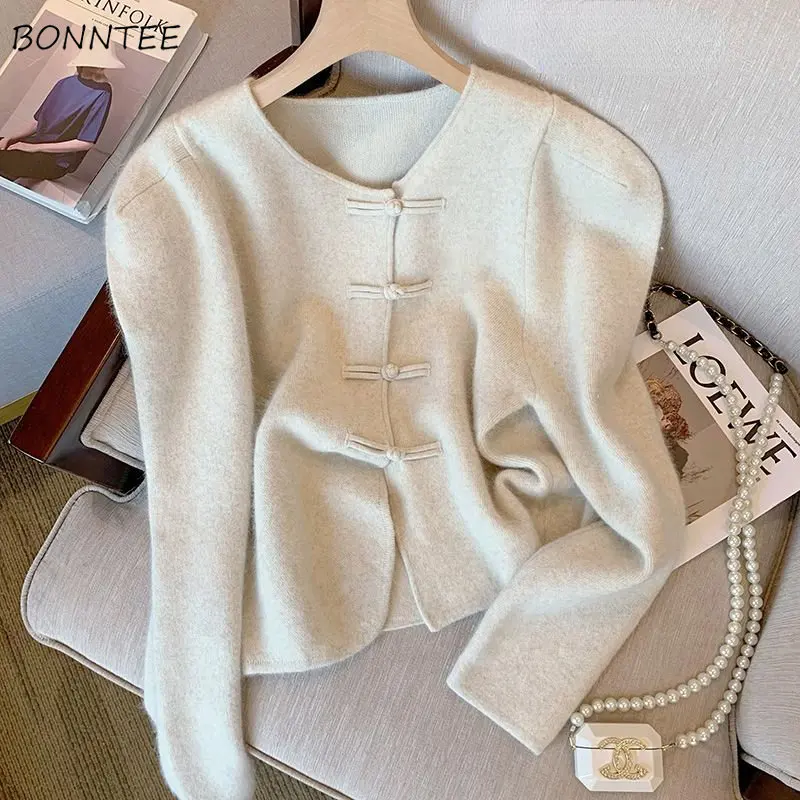 

Cardigan Women Temper Solid Stylish Chinese Style Vintage All-match Tender Ladies Hipster Popular Sweater Mujer Knitted Jumpers