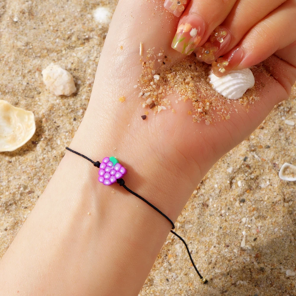 1 шт. регулируемый веревочный браслет с принтом фруктов