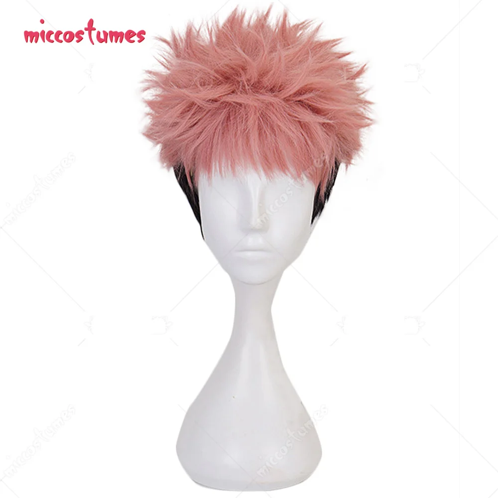 

Yuji Itadori Pink Short Curly Hair Cosplay Wig Accessories with Wig Cap