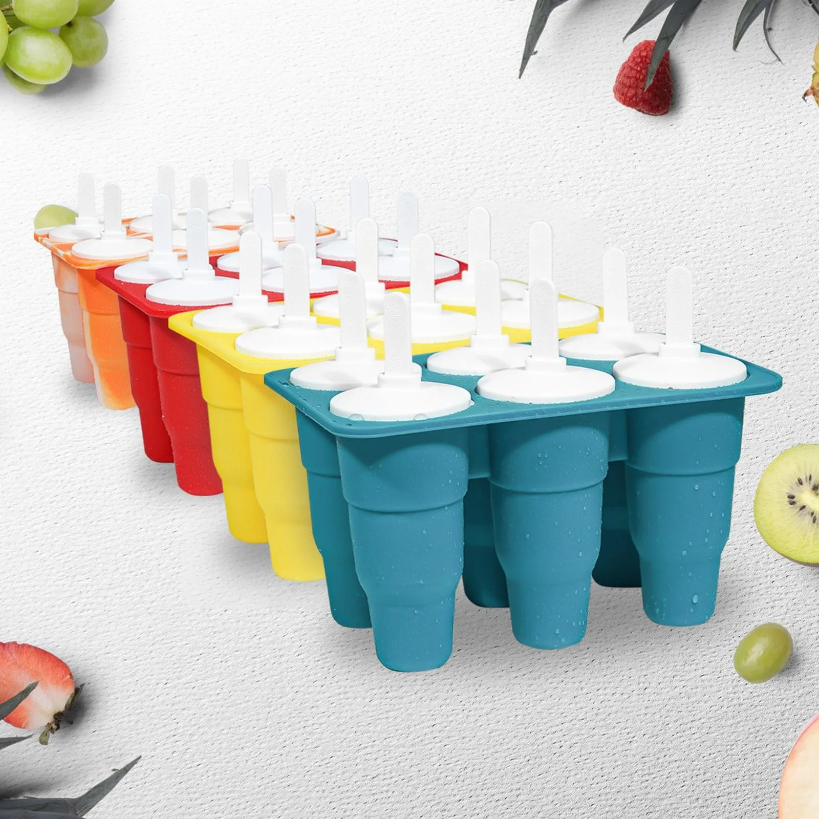 

Silicone Popsicle Mold 8 Holes Reusable Mold Pudding Maker DIY Ice-lolly Ice Cream Round With Tray Cover Kitchen Tools