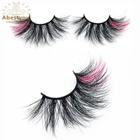abestyou 20 25mm 3d tail colorful fluffy messy mink lashes soft black band reusable dramatic makeup false eyelashes