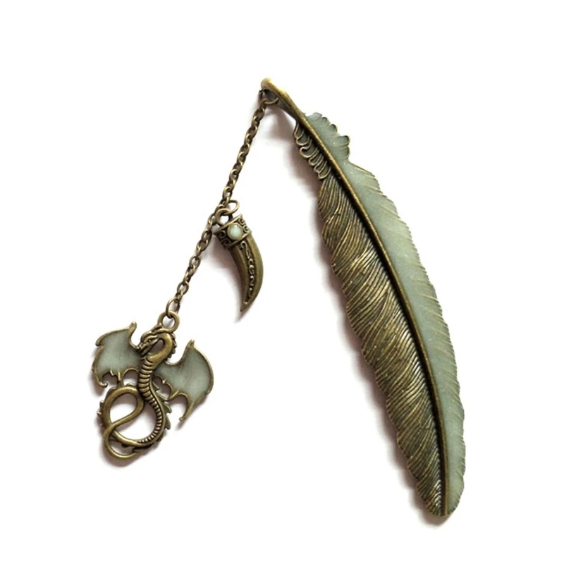 

Luminous Book Marker Feather Dragon Book Page School Office Stationery