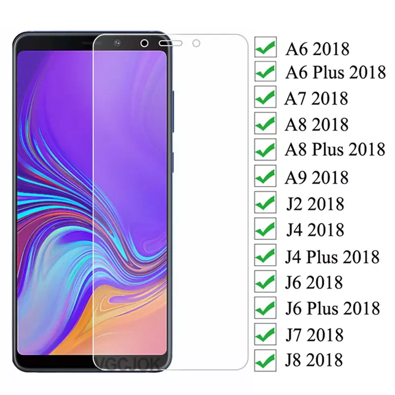 

Original For Samsung Galaxy A6 A8 J4 J6 Plus 2018 J2 J8 A7 A9 2018 Tempered Screen Protector Safety Glass Film Case 9D Protecti