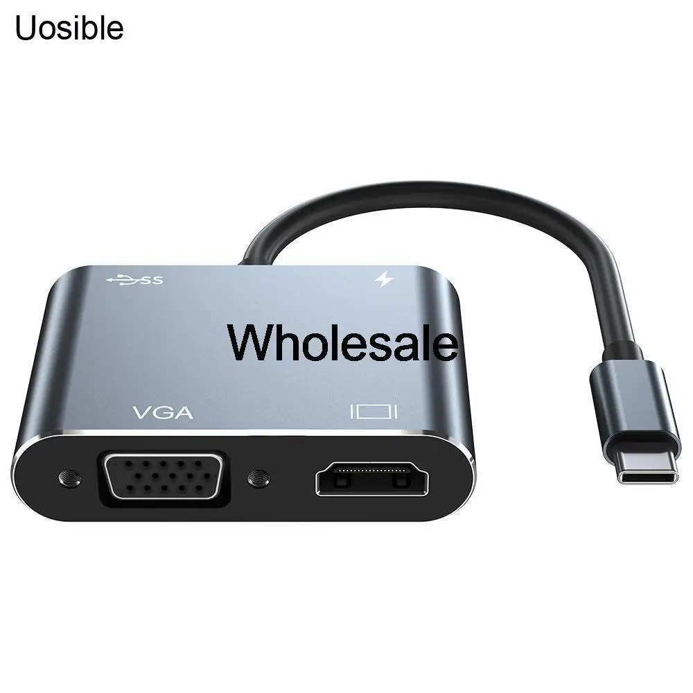 

Wholesale 10 Pieces/lot 4-1 USB C HUB docking station to 4K HD VAG PD Hub 3.0 for Macbook laptop converters