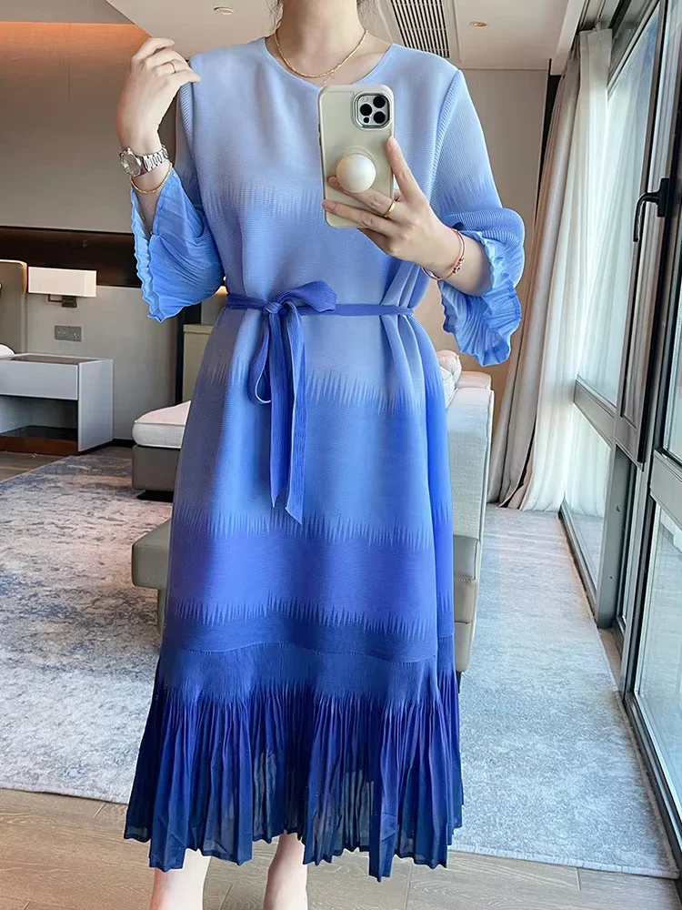 Плиссированные Длинные платья EGRM женские платья-трапеции средней длины с