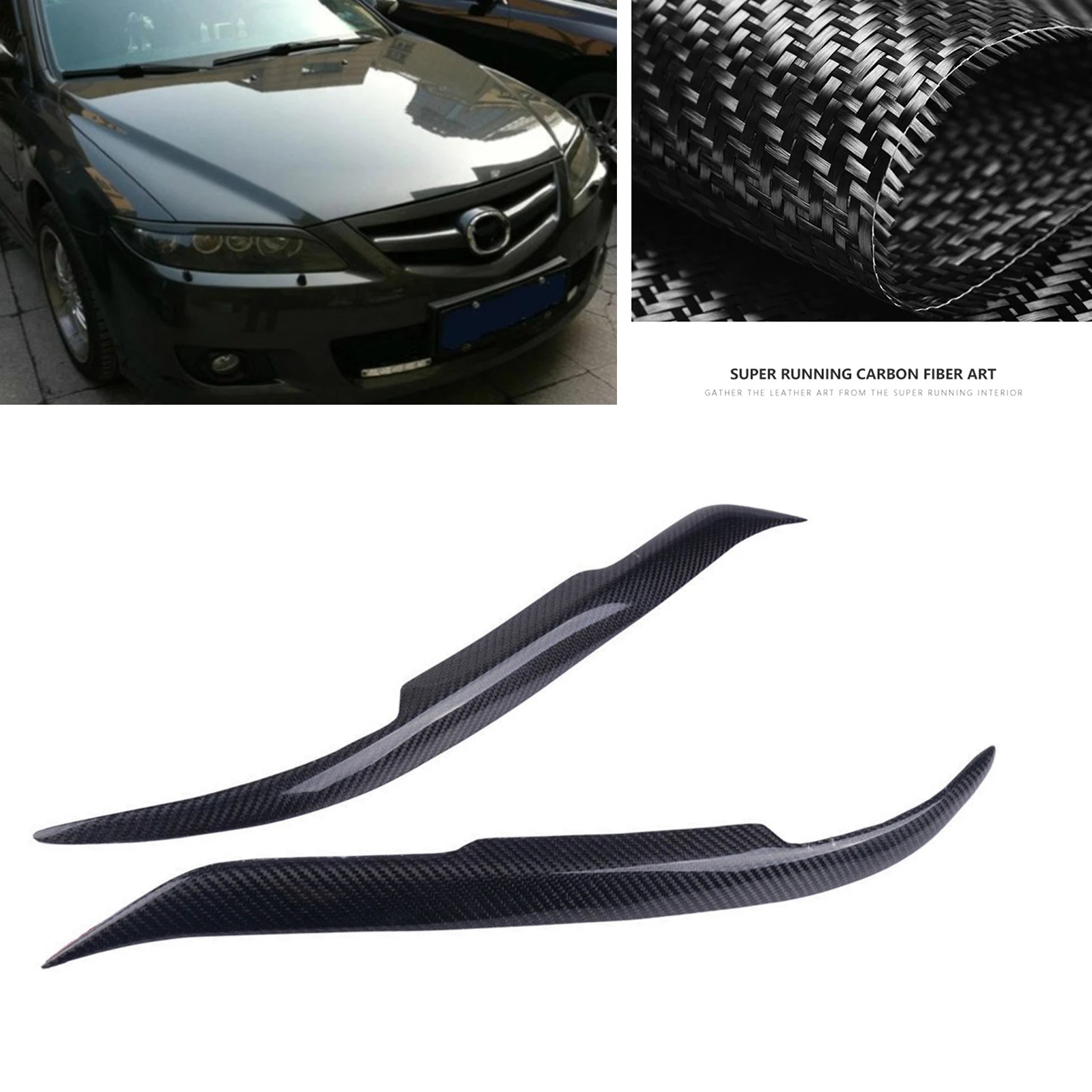

Carbon Fiber Car Front Head Lamp Headlight Eyebrow Sticker Headlamp Eyelid Trim Cover Lid Brow Strip For Mazda 6 2003-2013