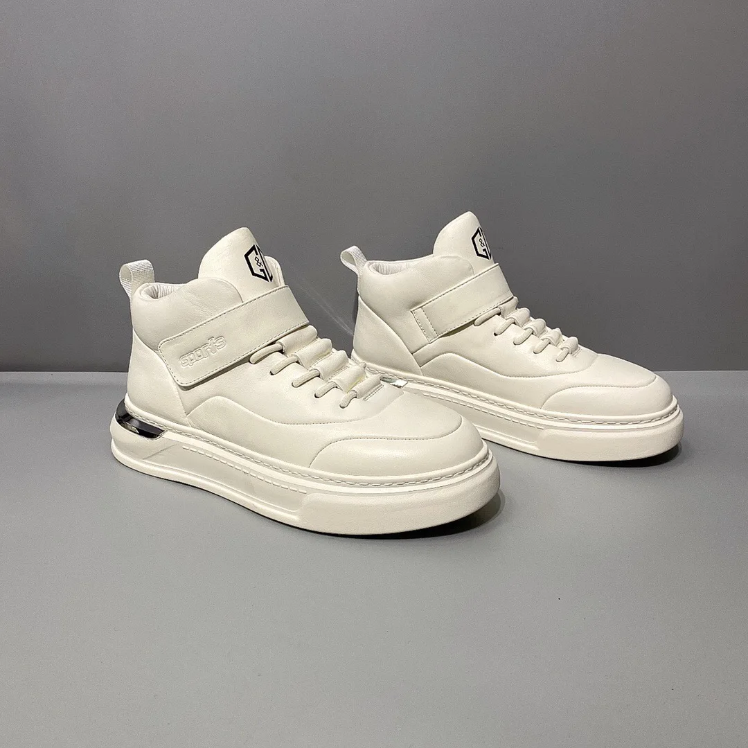 Fengzhi Fashion Winter Thick Sole Height Increasing White Shoes Wear-Resistant Comfortable Cowhide Personali Alterna...