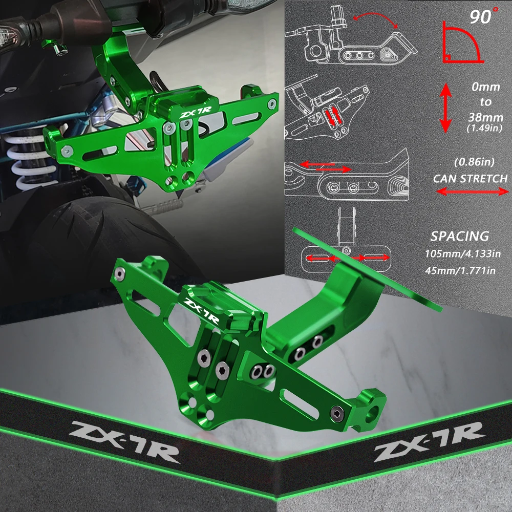 

FOR Kawasaki ZX7R ZX 7R 2001 2002 1989-2003 Rear License Plate Holder Licence Bracket with Light Tail Tidy Fender Eliminator