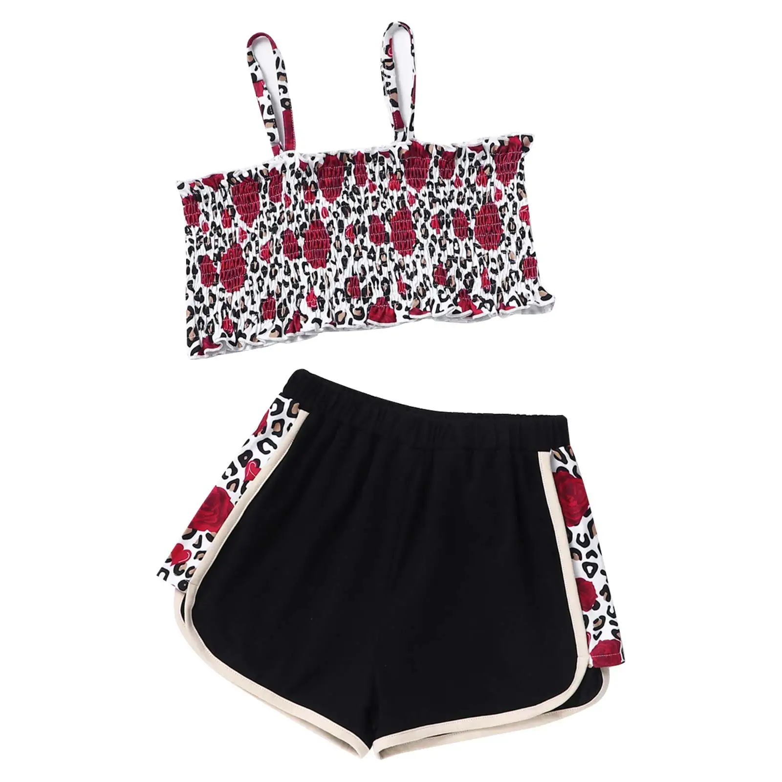 Летний модный детский спортивный костюм для девочек повседневный тренировочный