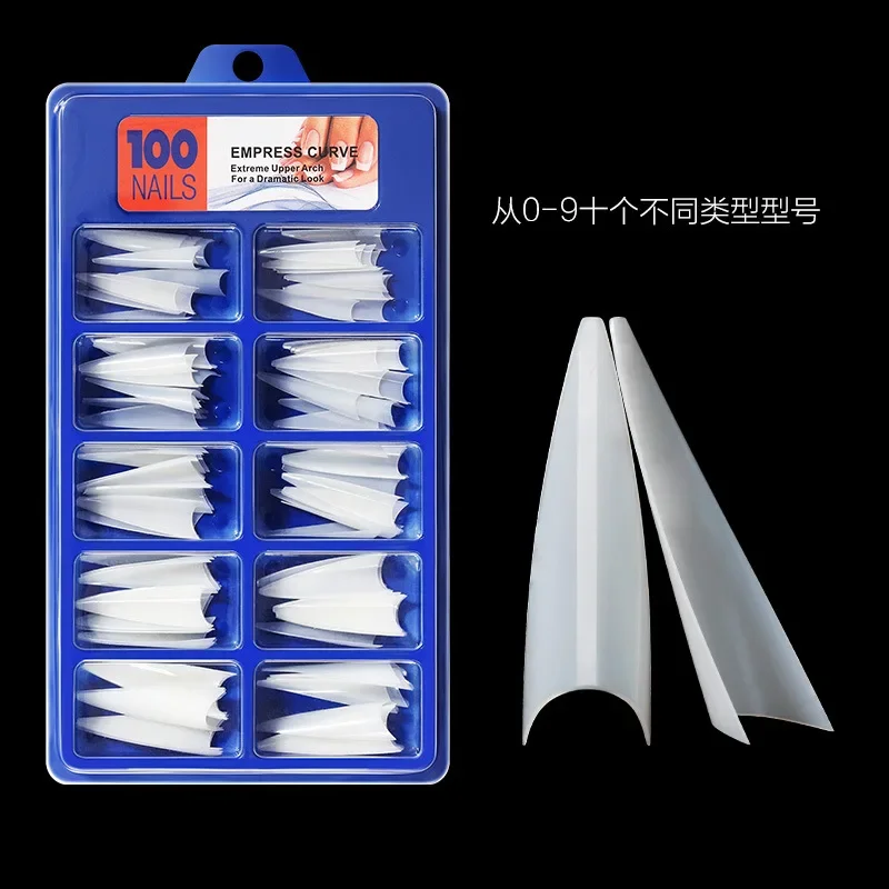

100 PCS ABS Artificial Transparent Full Cover Nail Tips Pointed Long False Finger Nails Supplier For Lady