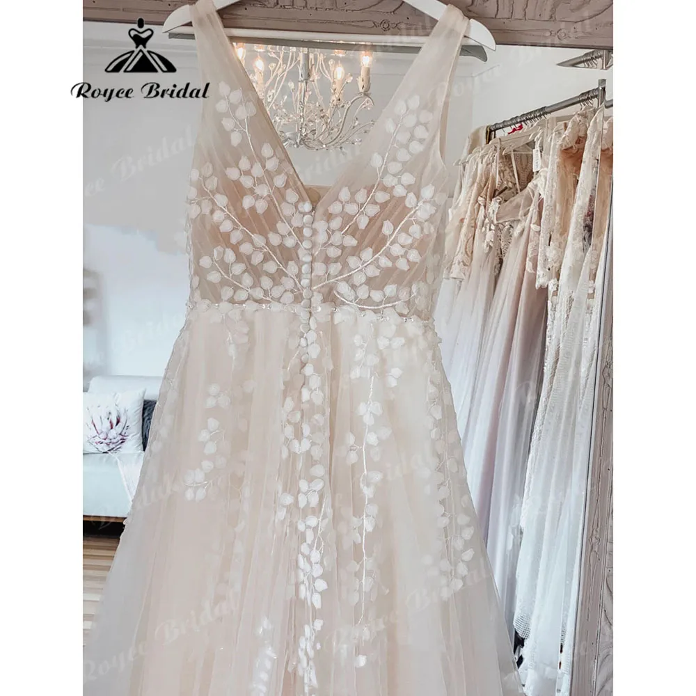 Сексуальное кружевное платье А-силуэта в стиле бохо Пляжное свадебное с открытой