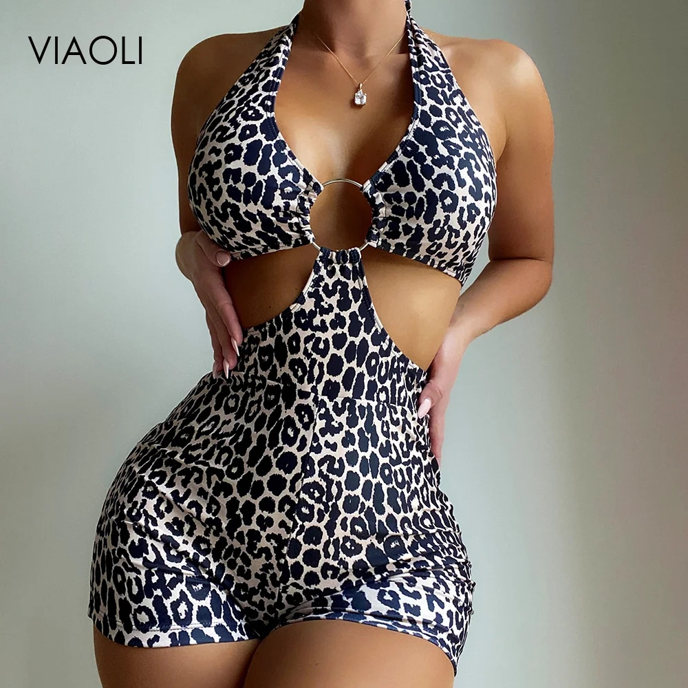 

Fashion Leopard Print Bikini Set Lady Sexy Swimsuit Fashion New Swimsuit Set Bodysuit Women Sexy Swimwear Halter Neck Beachwear