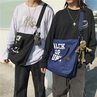 women and man single shoulder messenger bag female and male student bag leisure canvas bag high capacity alphabet pattern bag