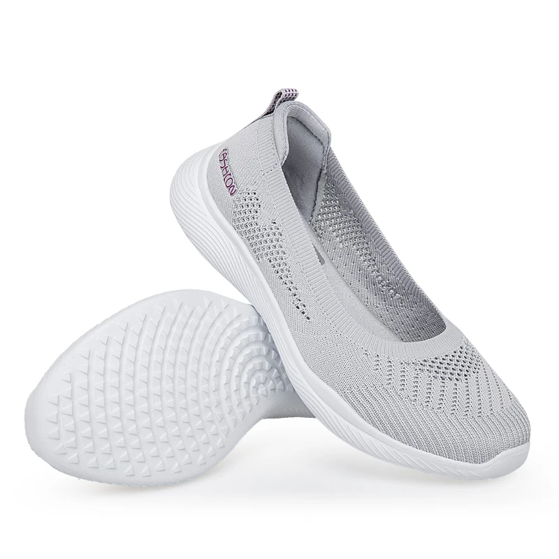STRONGSHEN Women  Shoes  Summer Flying Woven  Wear-resisting  Non-slip  Comfotrtable Elderly  Walking Shoes Slip-on Mother Shoes