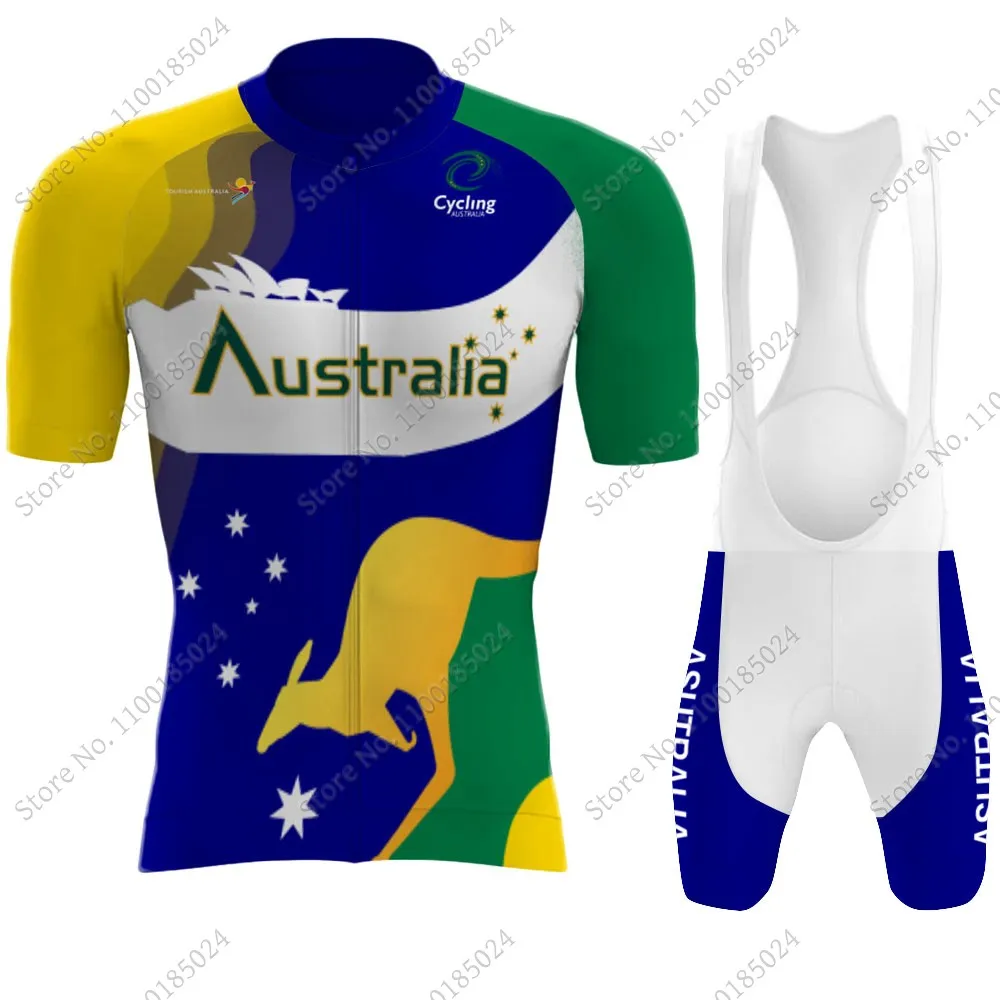 

Australia National Team 2022 Cycling Jersey Set Mens Cycling Clothing Road Bike Shirts Suit Bicycle Bib Shorts MTB Ropa Maillot