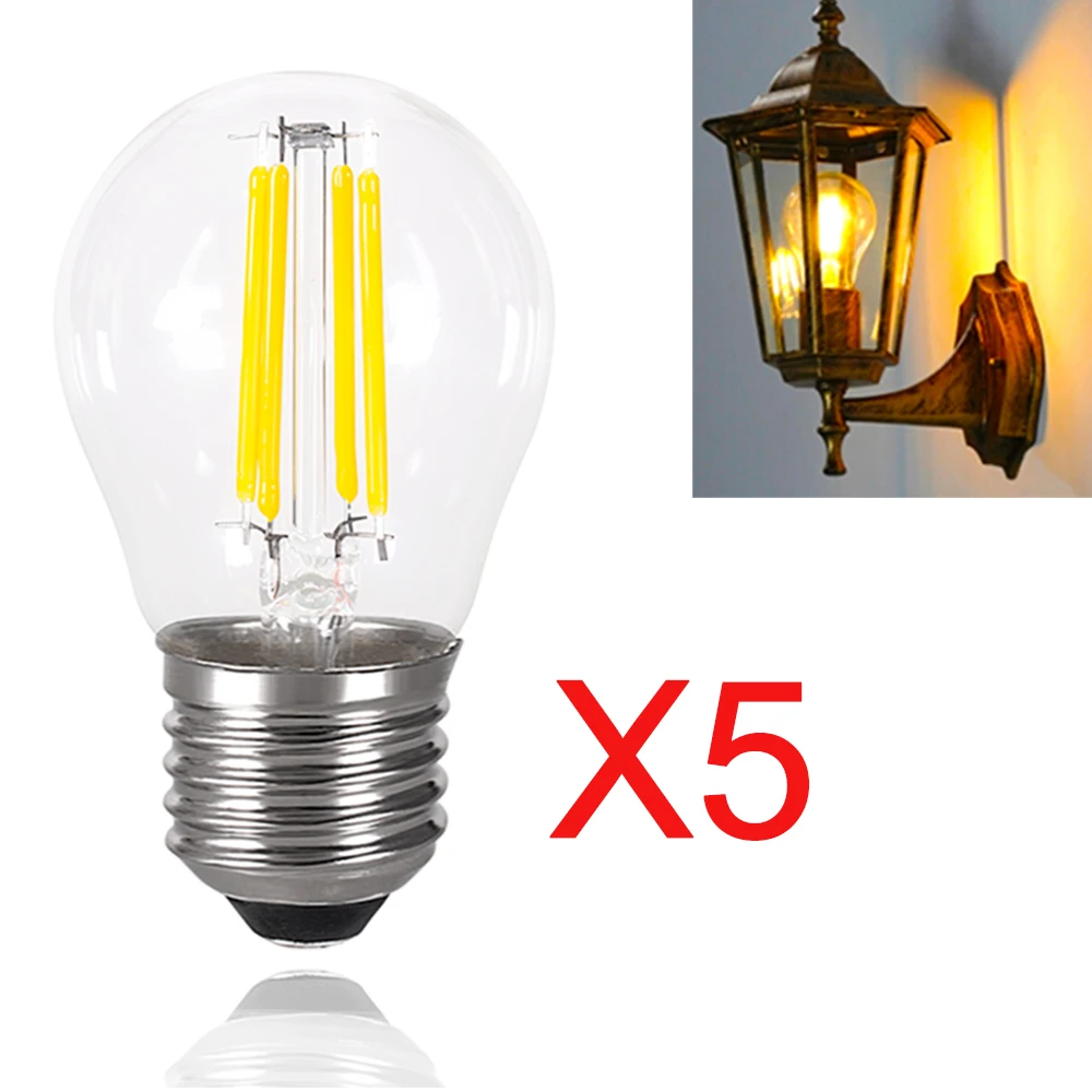 

5pcs E27 E14 Retro Edison 2W 4W 6W 8W LED Filament Bulb AC220V Bulb G45 Glass Bulb Candle Light LED Night Light Home Decoration