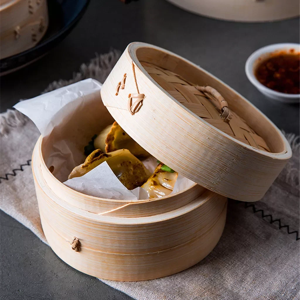 

2 Sets Bamboo Steamer Cooking Kitchen Steam Box 15&21cm For DIY sum