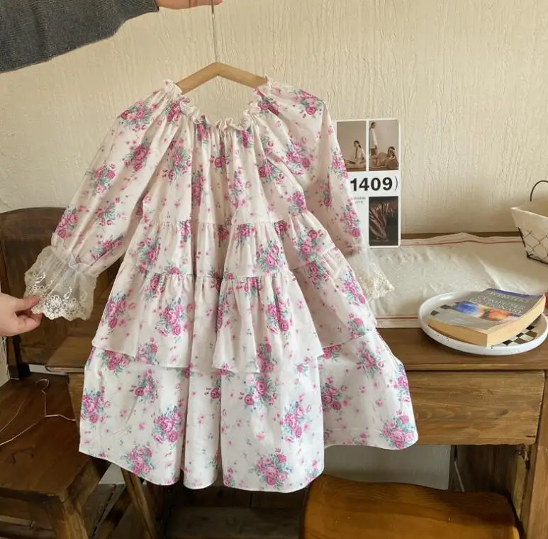 

Розничная продажа, новое корейское кружевное платье для маленьких девочек, милые детские платья принцессы