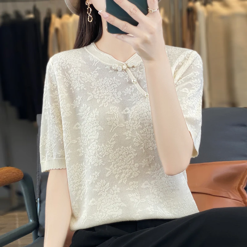 Новинка летняя Облегающая рубашка в китайском ретро-стиле Ципао с воротником и