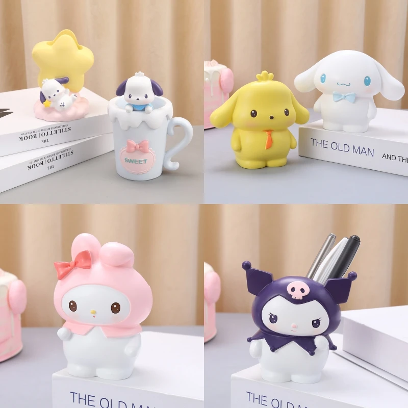 

Pom Pom Purin Cinnamoroll Girl Pen Holder Stationery Makeup Brush Storage Bucket Bedroom Office Desktop Decoration Birthday Gift