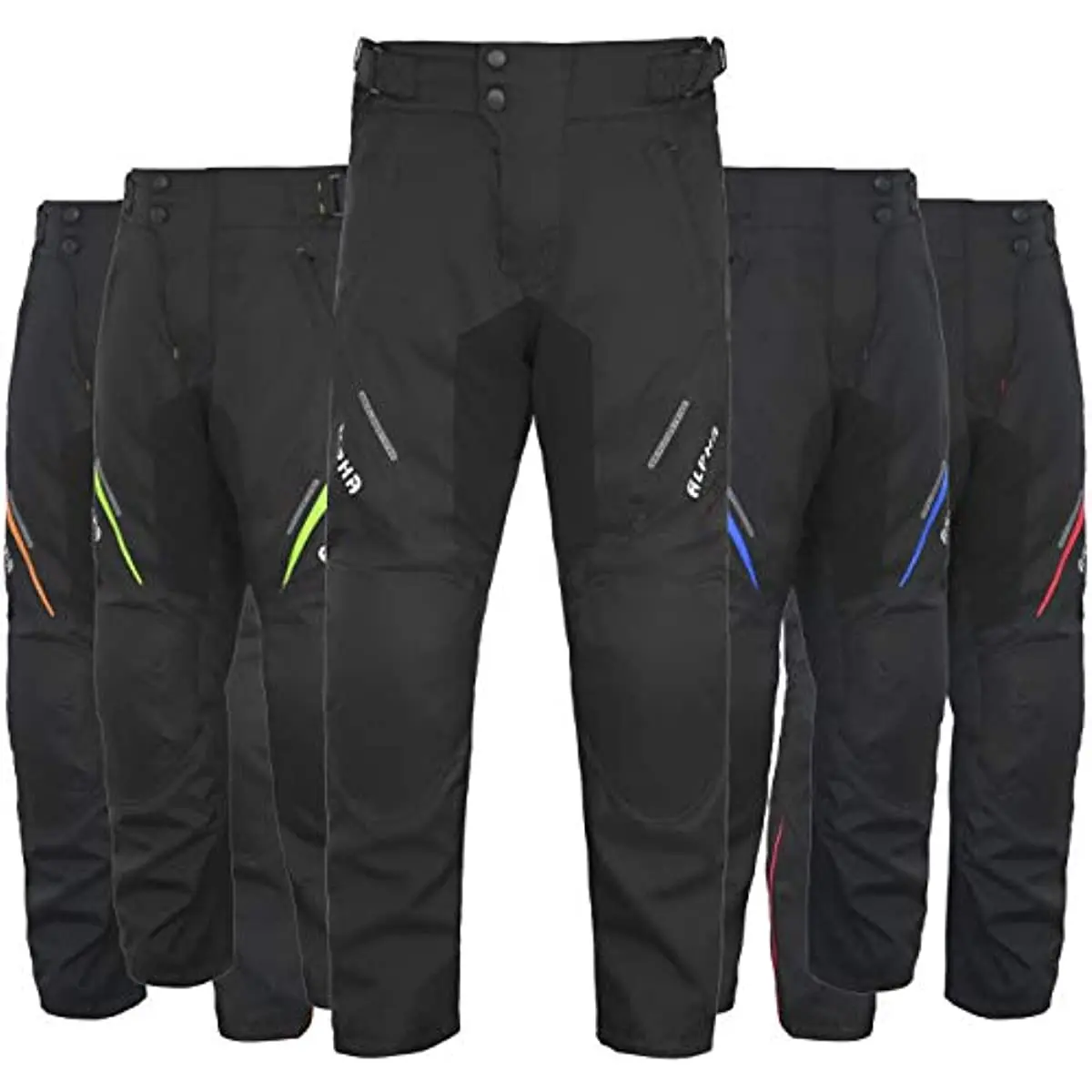 

All Season Motorcycle Pants Men Motocross Offroad Overpants Touring Adventure Dual Enduro Waterproof CE Armor (Black, Waist 32"-