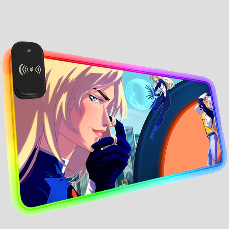 

Коврик для мыши RGB с беспроводной зарядкой, игровые фантастические коврики с 4 скоростями, светящийся коврик для мыши с индивидуальной верси...