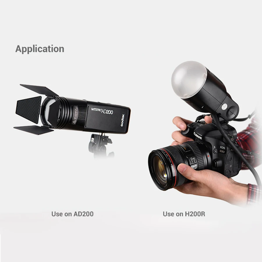 Godox AK-R1 Barn Door Snoot Color Filter Reflector Honeycomb Diffuser Ball Kits for AD200 H200R V1 Round Flash Head |