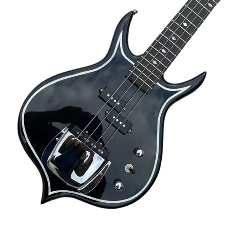 

4-струнное Персиковое сдвоенное электрическое черное пианино с белой полосой