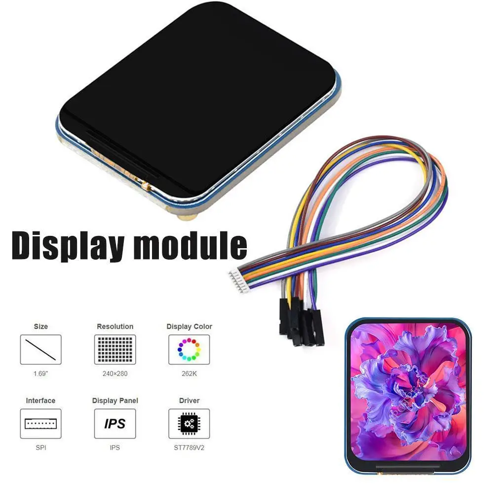 

1.69inch LCD Display Module SPI 240×280 Resolution IPS 262K Colors for Arduino / STM32 / Raspberry Pi Screen Module