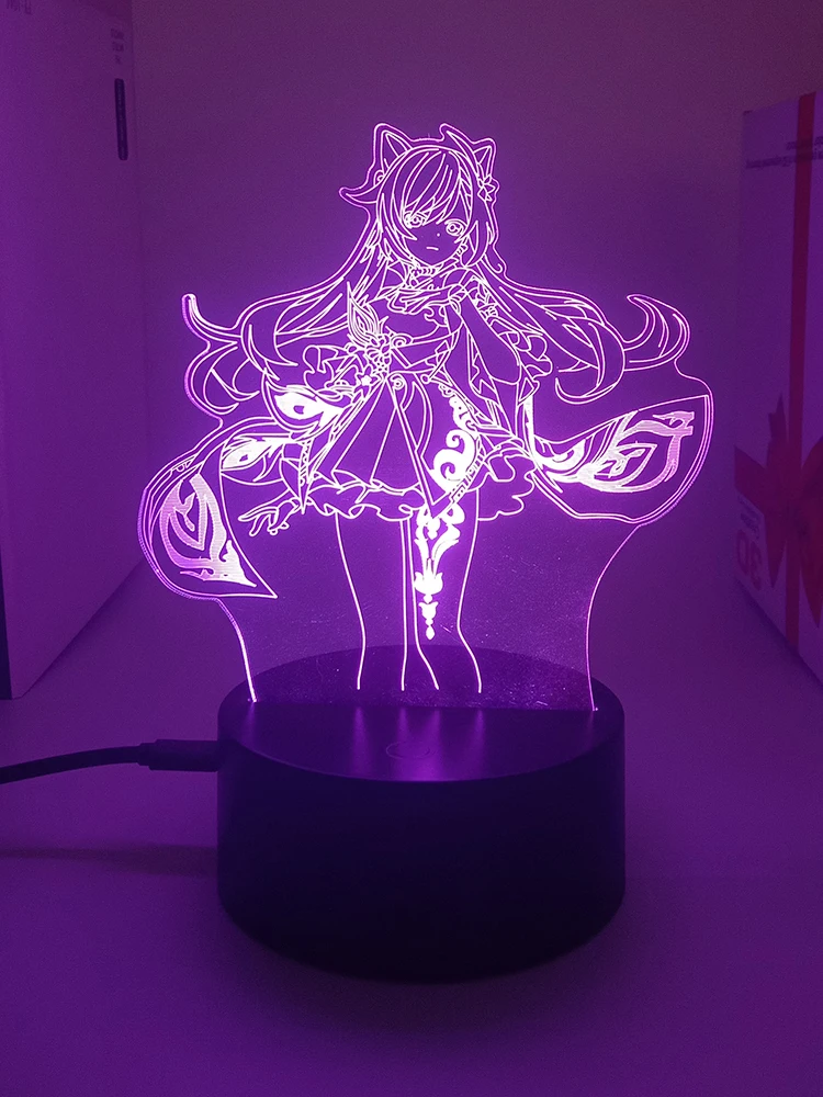 Ddecoração para Quarto Genshin Impact Luminaria Anime Figure Luz Noturna Lampada Mangá Controle Iluminação Noite Twilight Abajou Room Decor 3d Lamp Avatar Painel Letreiro Luminoso Light Led