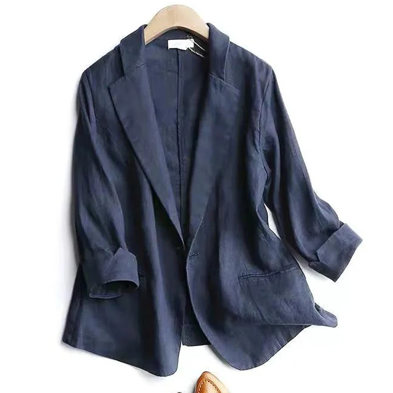 Корейская версия хлопково-льняного костюма для женщин на весну и лето новая