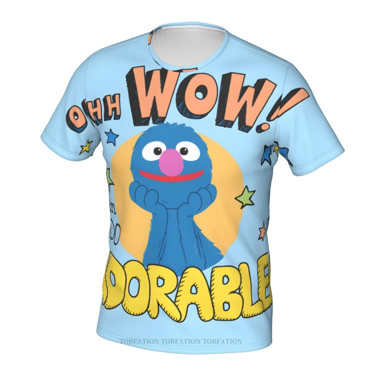 

Sesame Street 80s TV Series Grover I Am Too Adorable Retro Short-Sleeved Polyester T-Shirts Harajuku 3D Printed
