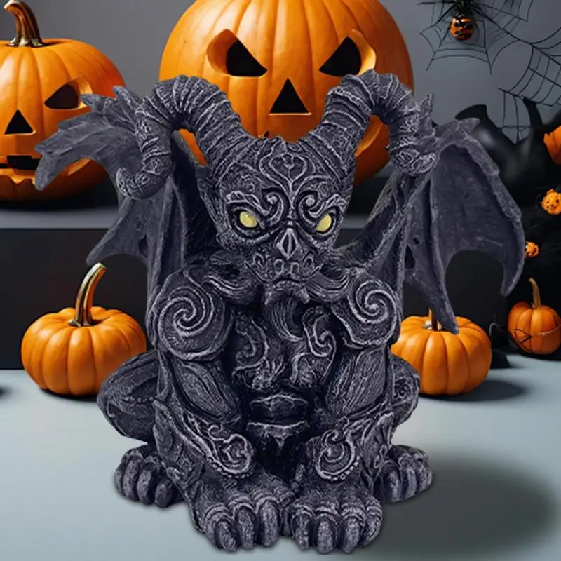 Страшная фигурка дракона сидящие фигурки из смолы готический крип страшная