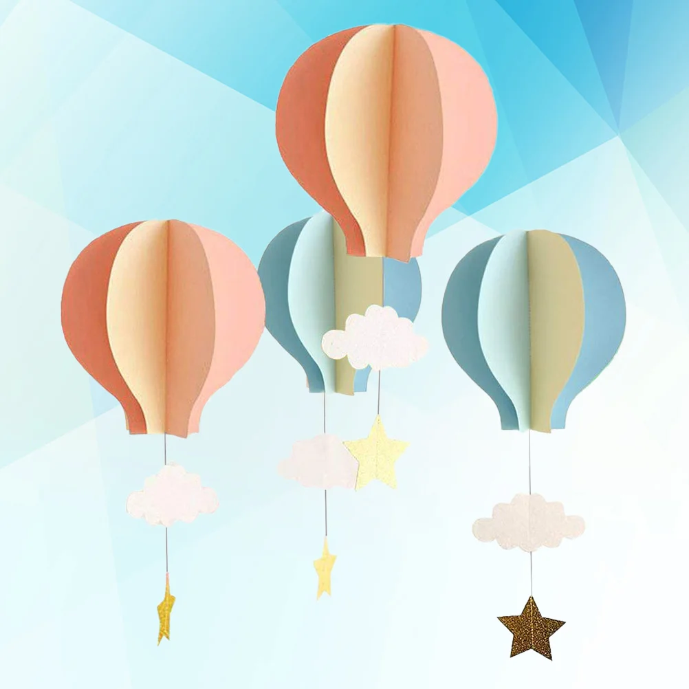

Kid Room Decor 4Pcs Hot Air Balloon Hanging Paper Decoration Cloud Hot Air Balloon Shower Birthday Party Kids