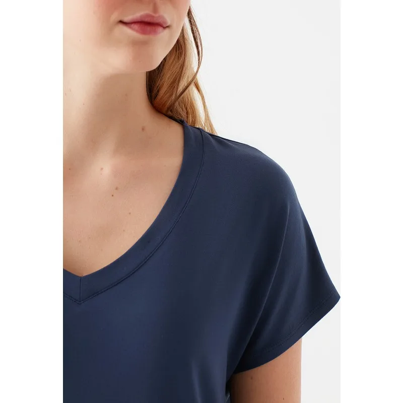 

Women's V-Neck Navy Blue Basic T-Shirt 167714-28319 T Shirt Y2K Top Nostalgic Summer Women T-Shirt Anime bluz